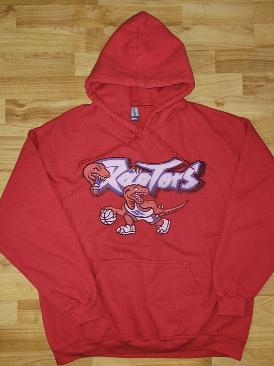 Gildan Other - Toronto Raptors NBA Retro Graphic Red Pullover Hoodie, Large